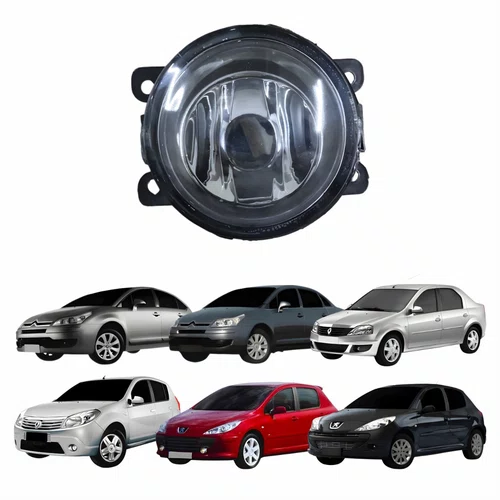 Farol De Milha Peugeot 207 307 Renault Sandero Logan Citroen C3 C4 Lente Vidro