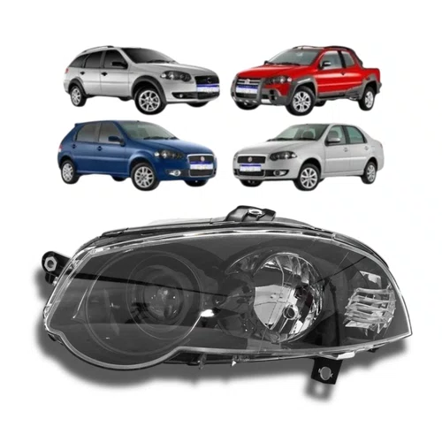 Farol Esquerdo Mascara Negra Anel Preto Fiat Siena Palio 2009 2010 2011 2012 2013 2014 2015 2016 2017 2018 2019 2020 Novo