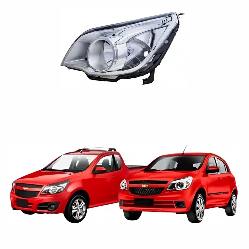 Farol Gm Agile Montana 2009 2010 2011 2012 2013 Mascara Cromada Lado Esquerdo Motorista