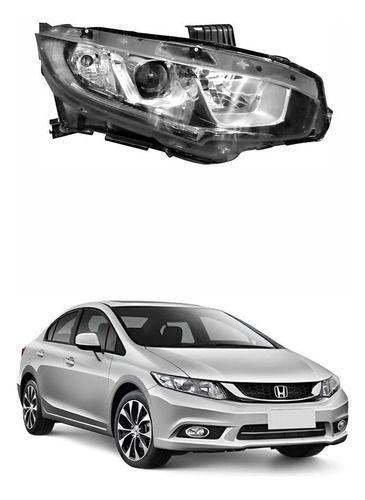 Farol Honda Civic 2017 2018 2019 2020 Cromado C/ Led Direito