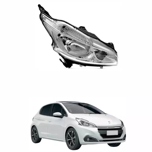 Farol Peugeot 208 2012 2013 2014 2015 2016 Cromado Sem Led Direito