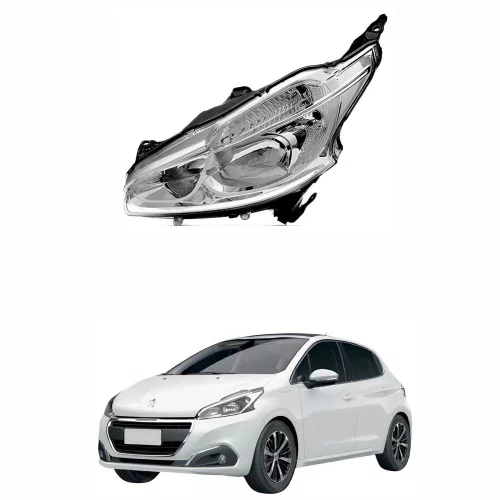 Farol Peugeot 208 2012 Até 2016 Cromado Sem Led Esquerdo