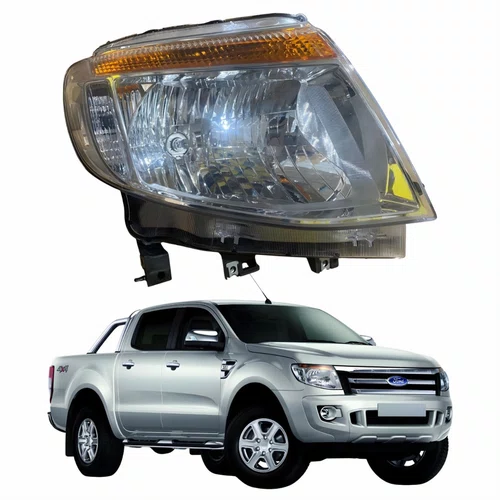 Farol Principal Ford Ranger 2012 A 2016 Máscara Cromada Lado Direito