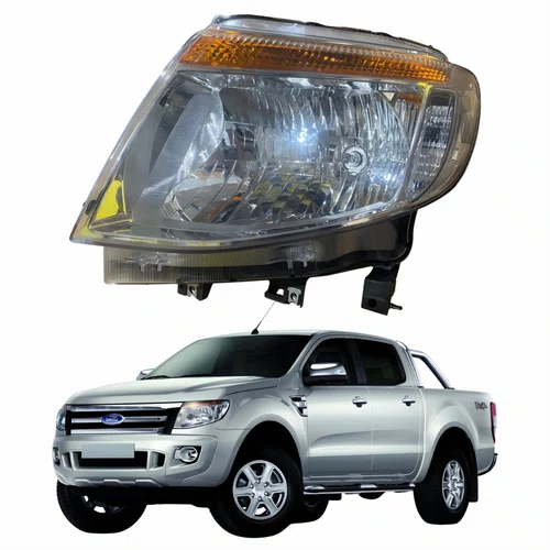 Farol Principal Ford Ranger 2012 Até 2016 Máscara Cromada Lado Esquerdo Motorista
