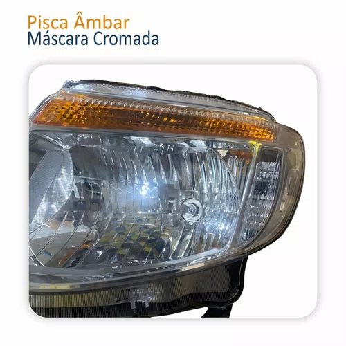 Farol Principal Ford Ranger 2012 Até 2016 Máscara Cromada Lado Esquerdo Motorista  Novo