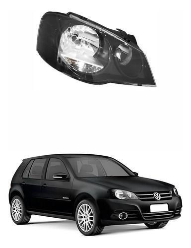 Farol Vw Golf 2008 Até 2013 Máscara Negra Lado Direito
