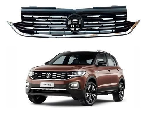 Grade Radiador T-cross 2019 A 2023 Black Piano Com Cromado Novo Grade Radiador T-cross 2019 A 2023 Black Piano Com Cromado Novo