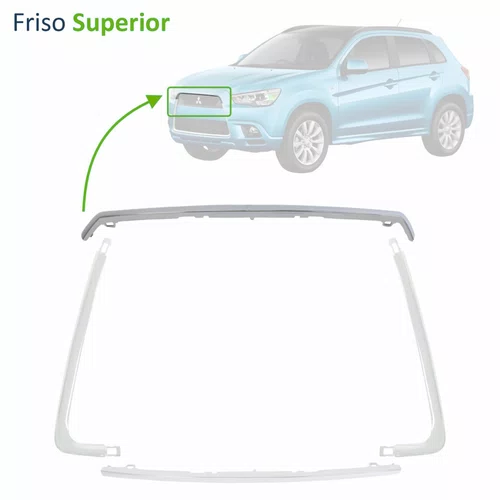 Kit Jogo 04 Peças Friso Grade Mitsubishi Asx 2010 2011 2012  Novo