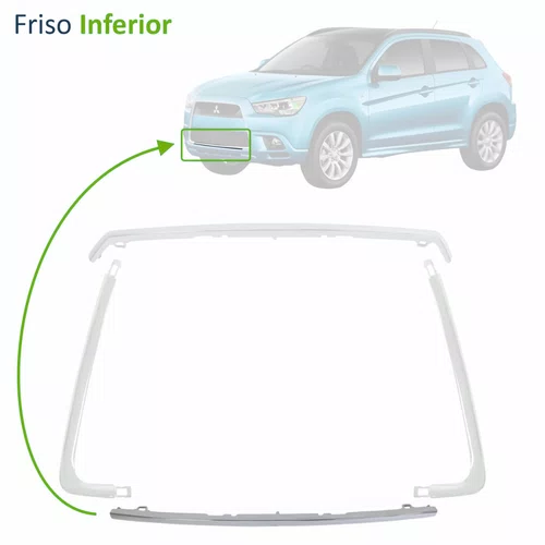 Kit Jogo 04 Peças Friso Grade Mitsubishi Asx 2010 2011 2012  Novo