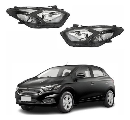 Par De Farol Gm Onix Prisma 2017 2018 2019 Máscara Negra