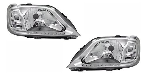 Par De Farol Renault Logan 2007 Até 2010 Máscara Cromada  Novo