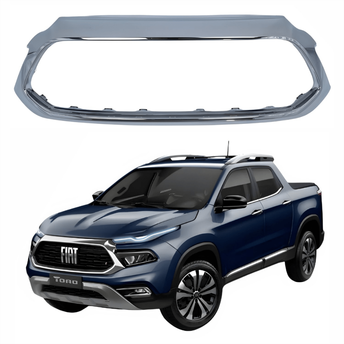 Moldura Friso Grade Radiador Fiat Toro Ranch 2022 A 2024 Cromada Original Moldura Friso Grade Radiador Fiat Toro Ranch 2022 A 2024 Cromada Original