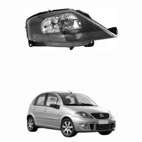 Farol Citroen C3 2002 Até 2012 Máscara Negra Lado Direito Novo
