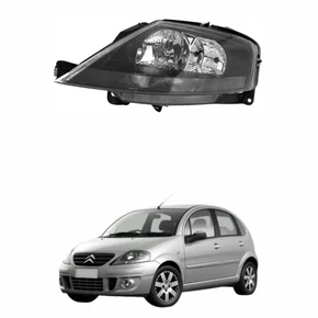 Farol Citroen C3 2002 Até 2012 Máscara Negra Lado Esquerdo Novo