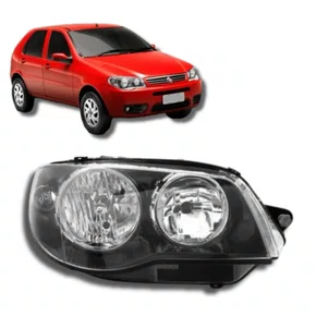 Farol Direita Mascara Negra Anel Preto Fiat Palio 2004 2005 2006 2007 2008 2009 2010 2011 2012 2013 2014 2015