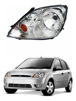 Farol Ford Fiesta Hatch Sedan 2003 A 2007 Cromado Esquerdo Original Usado