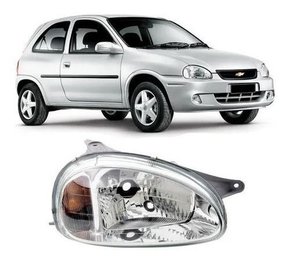 Farol Gm Corsa 2000 A 2002 Lente Lisa Carcaça Cinza Direito  Novo