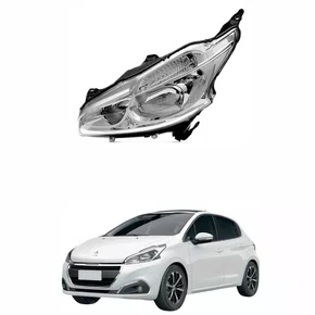 Farol Peugeot 208 2012 Até 2016 Cromado Sem Led Esquerdo Novo