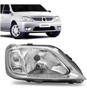 Farol Renault Logan 2007/10 Cromado Direito  Novo