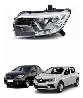 Farol Renault Logan Sandero 2020 2021 2022 Com Led Esquerdo  Novo
