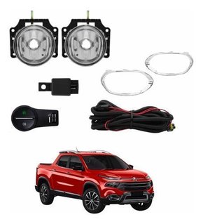 Kit Farol Auxiliar Milha Fiat Toro 2016 A 2021 Moldura Crom Novo