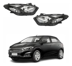 Par De Farol Gm Onix Prisma 2017 2018 2019 Máscara Negra  Novo